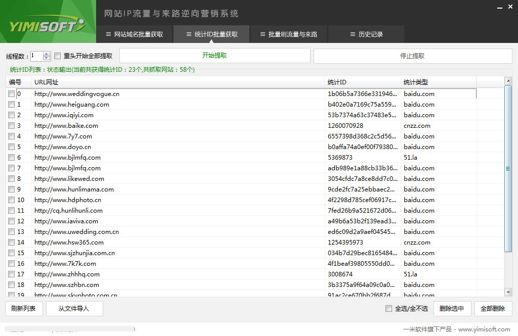 提取网址中的统计类型及ID